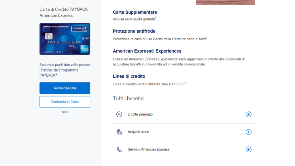 Carta PAYBACK American Express